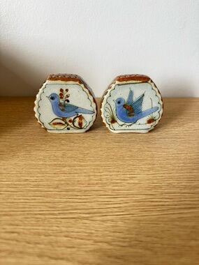 Blue Bird Ceramic Salt and Pepper Shakers - Set of 2
